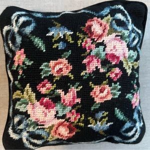 Vintage Needlepoint floral pillow